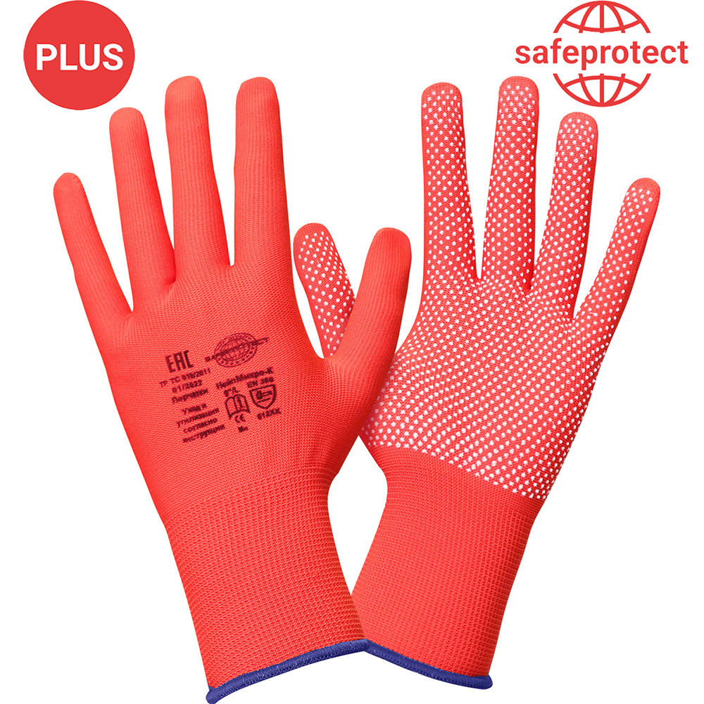 Перчатки Safeprotect НейпМикро-К (нейлон+ПВХ-микроточка, красный)