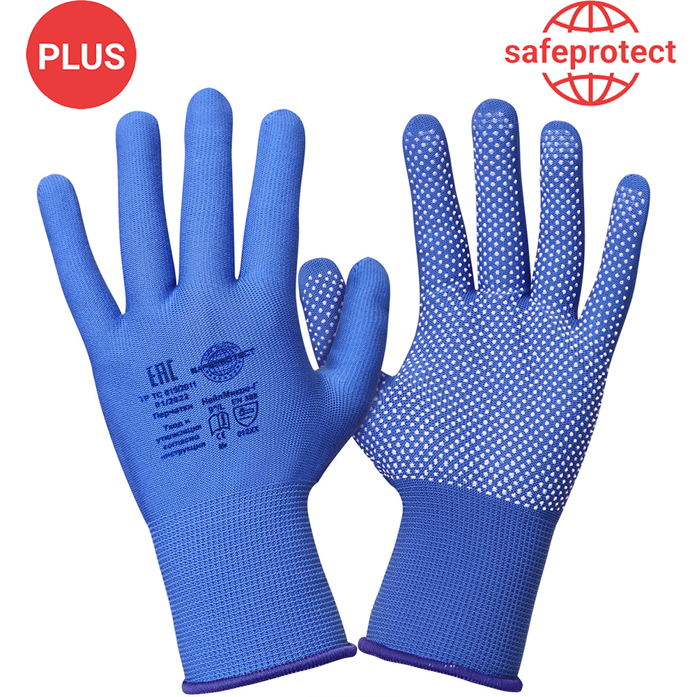 Перчатки Safeprotect НейпМикро-Г (нейлон+ПВХ-микроточка, голубой)